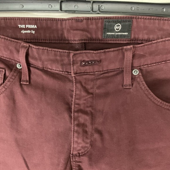 AG Adriano Goldschmied 29R Women's Maroon The Prima Mid Rise Skinny Made In USA - Picture 7 of 9
